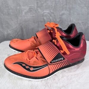 Saucony Soarin J2 Track & Field Jump Pole Vault Spikes Men’s 7 Red Orange